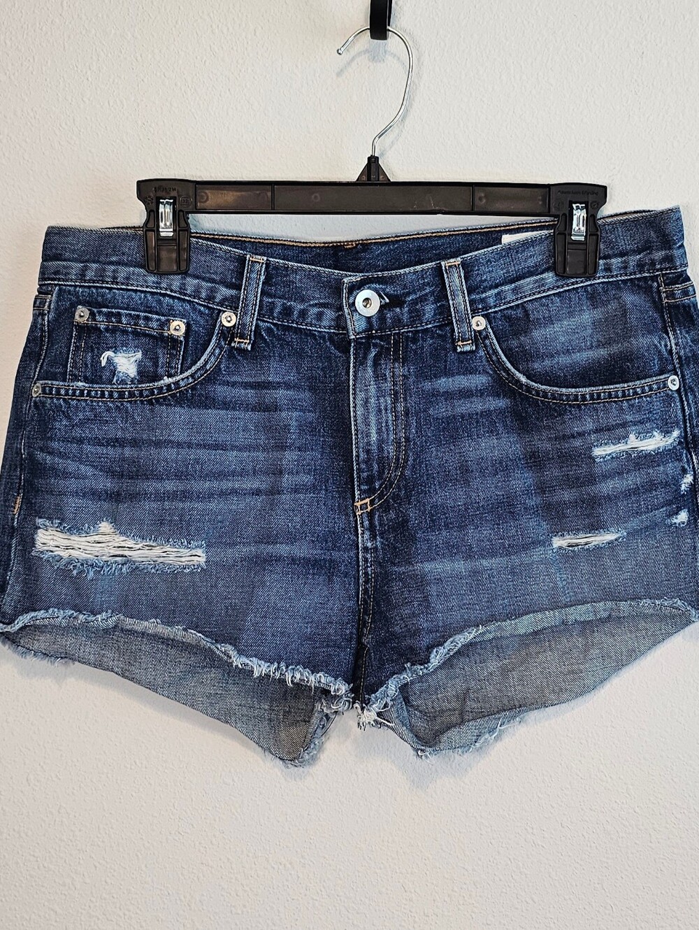 Rag & Bone The Cut Off Denim Jean Shorts Mid Rise Size 28 Blue Johny